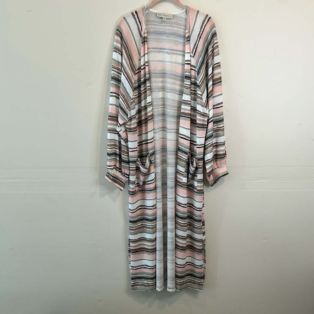 NWOT Fate & Fortune pastel striped oversized long cardigan size XL